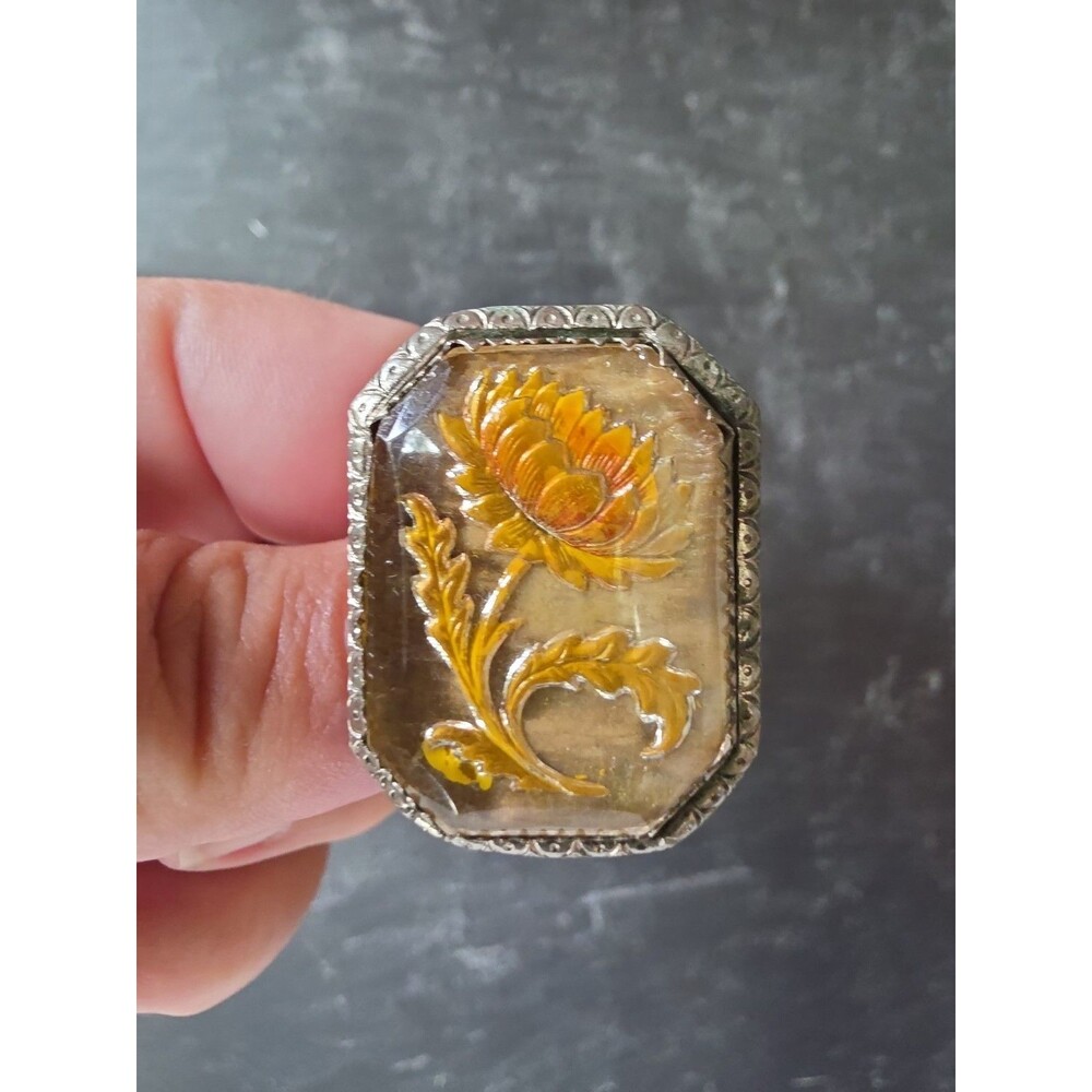 Floral Silver Tone Metal Brooch Vintage Costume Jewelry READ Description